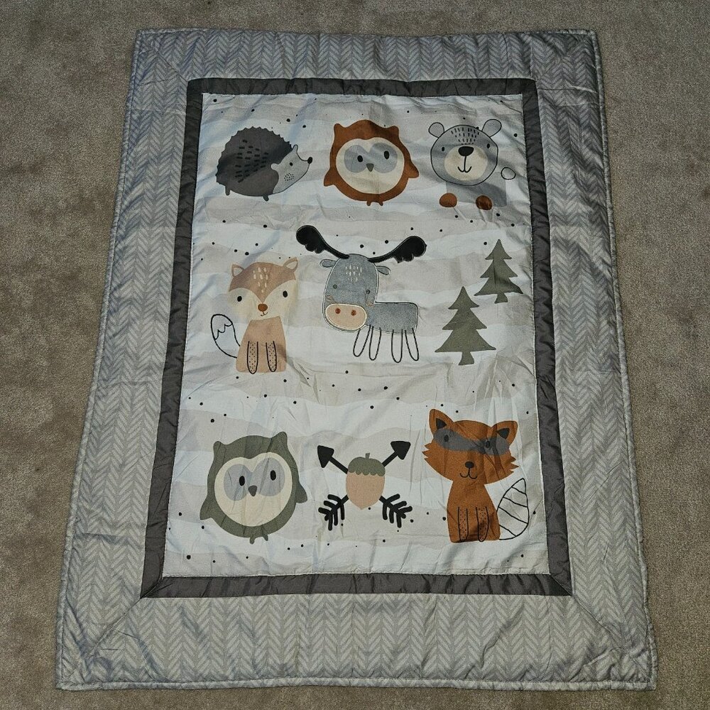 Farallon Comforter Blanket Baby Nursery Woodland Walk Owl Raccoon Tree 32x41